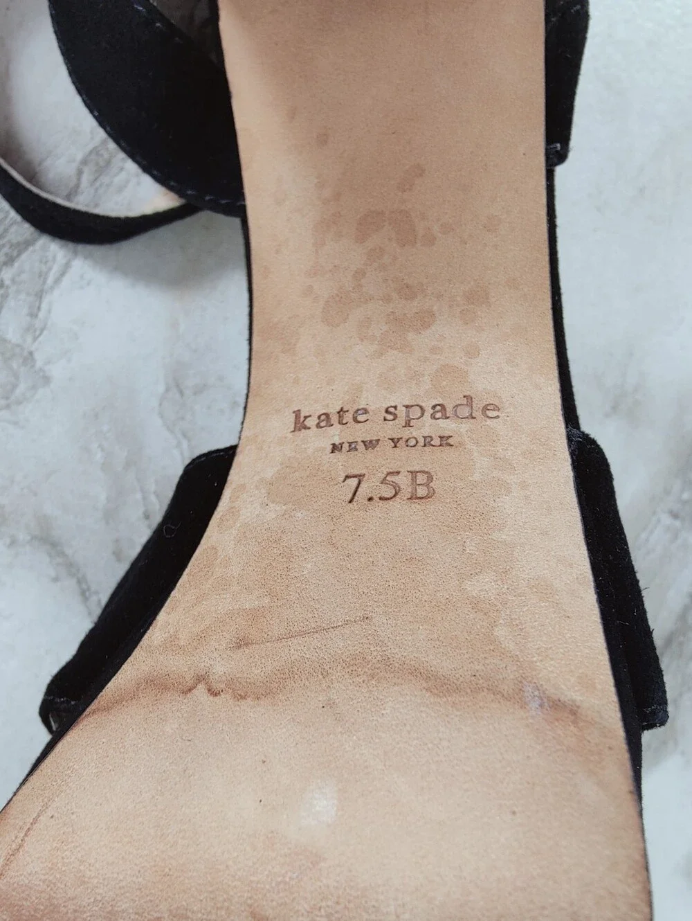 Kate Spade Delight Black Suede Block Heel Platform Sandals, Sz 7.5